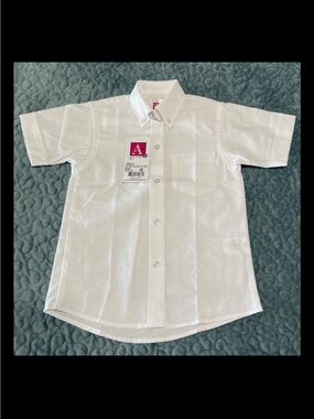 NWT A+ School Apparel Girls Sz 6 Oxford Blouse Shirt SS White Button Down Collar